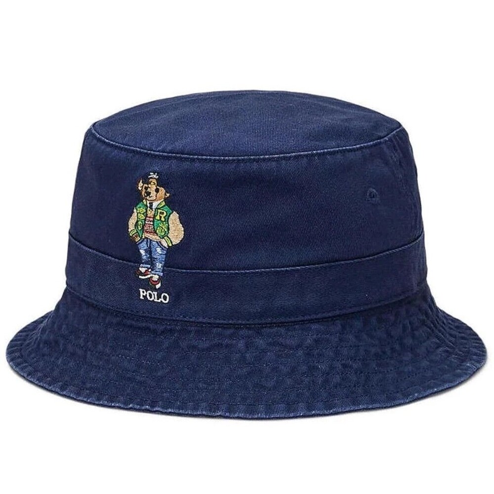 Ralph Lauren Polo Unisex Logo Bear Embroidered Twill Bucket Hat S/M NEW!